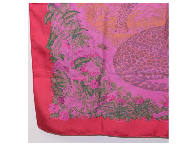 Hermès HERMES Carré 90 Sciarpa in seta "JUNGLE LOVE" Rosa Autentico 185241 - vista 8