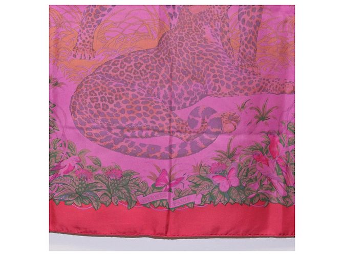 Hermès HERMES Carré 90 Sciarpa in seta "JUNGLE LOVE" Rosa Autentico 185241 - vista 9