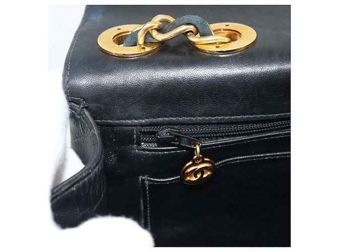 CHANEL Big Matelasse30 Chain Shoulder Bag Leather Black Gold CC Auth 188911V Nero D'oro - vista 20