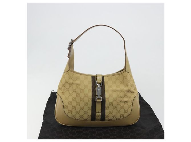Borsa a tracolla GUCCI GG Canvas Jackie Sherry Line Beige Argento 00963 Auth 188900V - vista 12