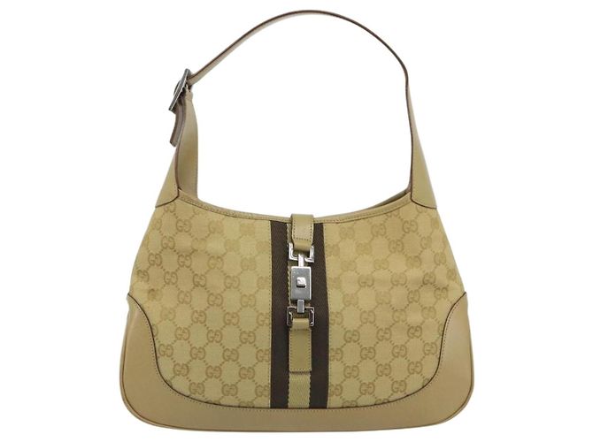 Borsa a tracolla GUCCI GG Canvas Jackie Sherry Line Beige Argento 00963 Auth 188900V - vista 13