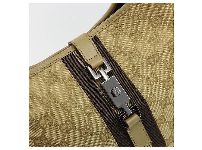 Borsa a tracolla GUCCI GG Canvas Jackie Sherry Line Beige Argento 00963 Auth 188900V - vista 18