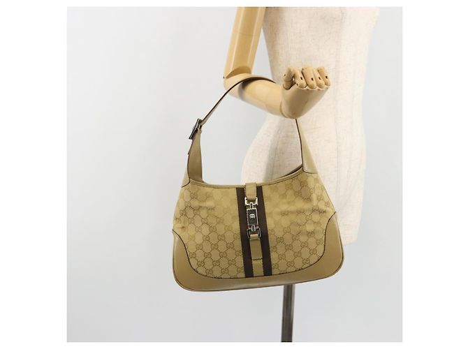 Borsa a tracolla GUCCI GG Canvas Jackie Sherry Line Beige Argento 00963 Auth 188900V - vista 24