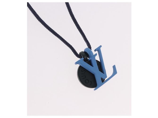 LOUIS VUITTON Metallanhänger On the Go Halskette Emaille M63648 Auth 189230V Marineblau - Ansicht 3