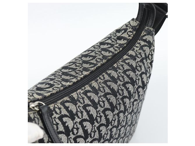 Borsa a tracolla Christian Dior Trotter in tela nero argento Auth 188011V - vista 10