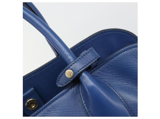 Saffiano Borsa PRADA in pelle Safiano blu e oro Auth 186433A D'oro - vista 10