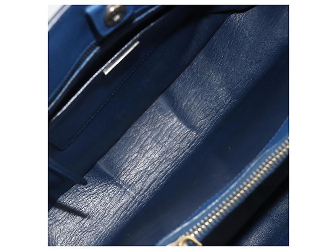Saffiano Borsa PRADA in pelle Safiano blu e oro Auth 186433A D'oro - vista 11