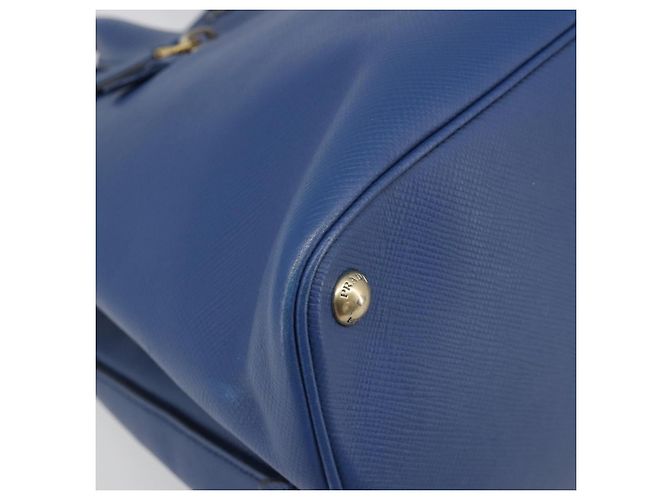 Saffiano Borsa PRADA in pelle Safiano blu e oro Auth 186433A D'oro - vista 14
