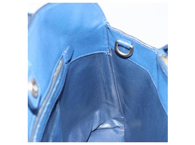Saffiano Borsa PRADA in pelle Safiano blu e oro Auth 186433A D'oro - vista 19