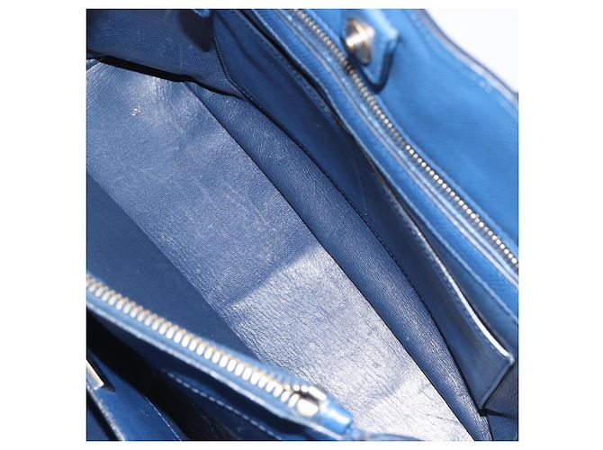Saffiano Borsa PRADA in pelle Safiano blu e oro Auth 186433A D'oro - vista 26