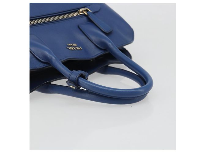 Saffiano Borsa PRADA in pelle Safiano blu e oro Auth 186433A D'oro - vista 7