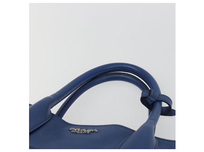 Saffiano Borsa PRADA in pelle Safiano blu e oro Auth 186433A D'oro - vista 8
