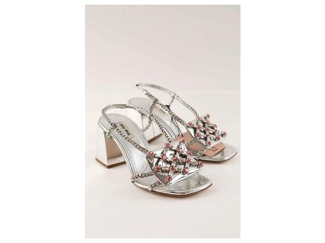 Miu Miu Sandali argentati Argento - vista 3
