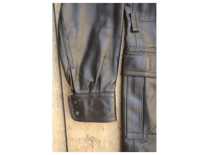 Autre Marque Giacca di pelle marrone vintage Parise - vista 5