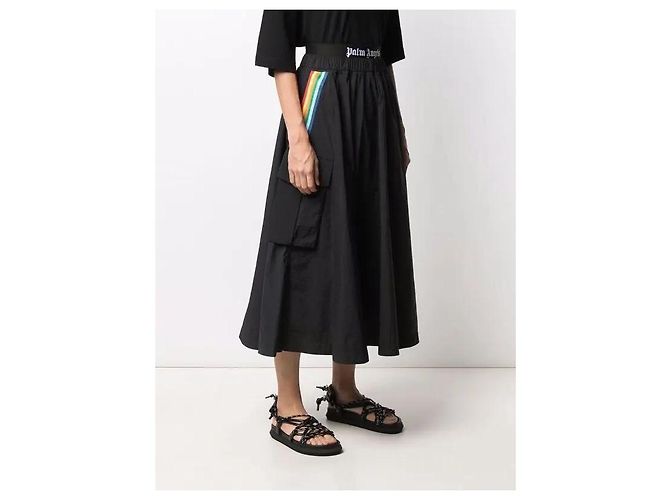 Palm Angels Gonna Cargo Nera a Strisce Arcobaleno Nero - vista 5