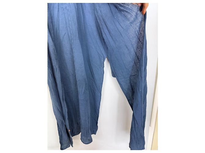Autre Marque Caravana Langer Cardigan aus blauem Leinen - Ansicht 3
