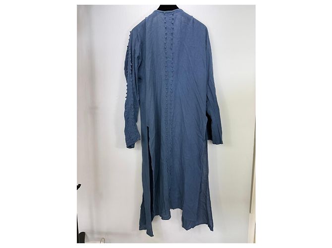 Autre Marque Caravana Langer Cardigan aus blauem Leinen - Ansicht 4