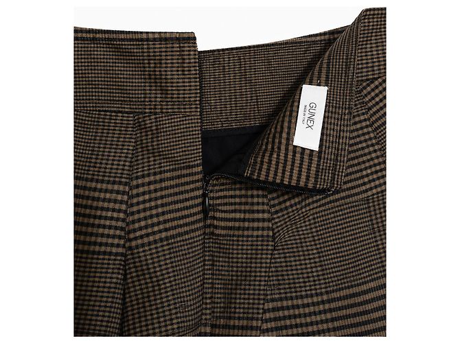 Falda Brunello Cucinelli Gunex de seda Príncipe de Gales Talle Alto Castaño - vista 4