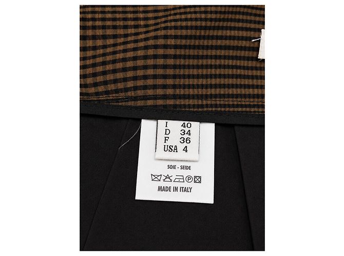 Falda Brunello Cucinelli Gunex de seda Príncipe de Gales Talle Alto Castaño - vista 6