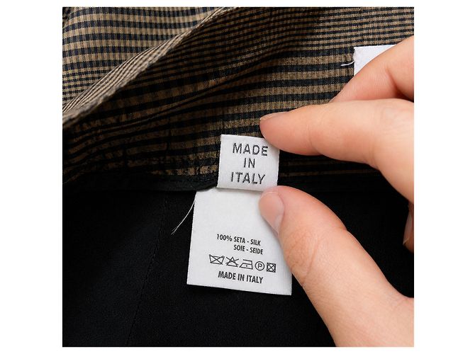Falda Brunello Cucinelli Gunex de seda Príncipe de Gales Talle Alto Castaño - vista 7
