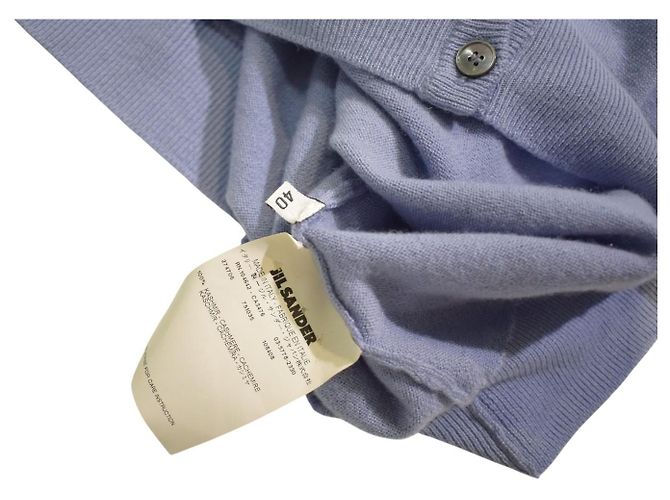 Jil Sander V-Ausschnitt Cardigan aus Kaschmir Hellblau - Ansicht 5