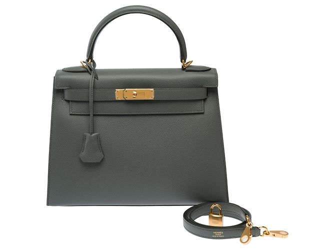 Hermès Borsa HERMES Kelly 28 in Pelle Verde - 103701 - vista 3