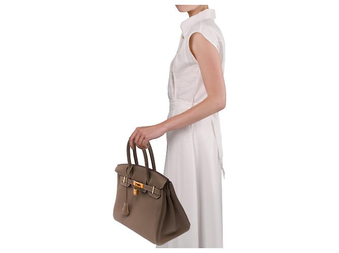 Hermès Borsa HERMES Birkin 30 in Pelle Étoupe - 103700 Taupe - vista 13