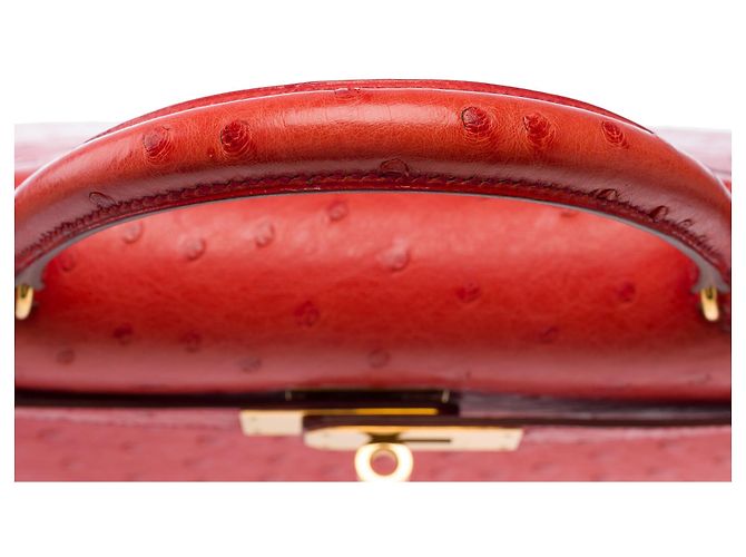 Hermès HERMES Kelly 28 Exotic Leather Bag Red - 103691 - view 10