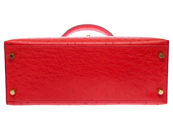 Hermès HERMES Kelly 28 Exotic Leather Bag Red - 103691 - view 11