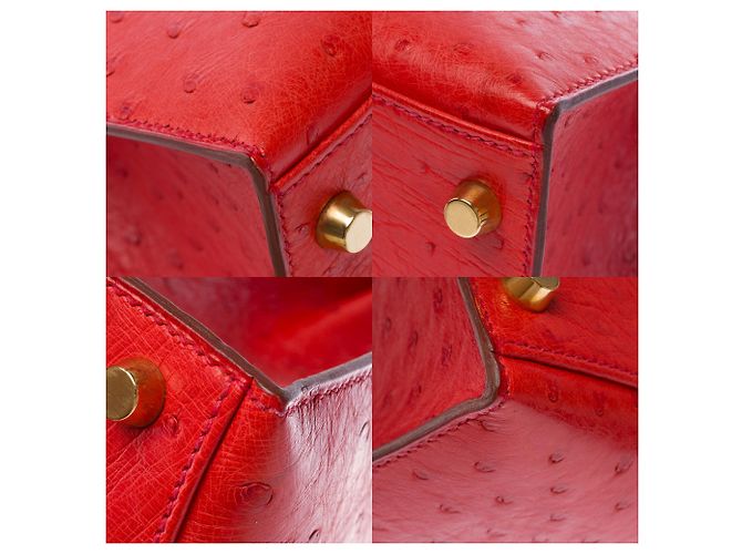 Hermès HERMES Kelly 28 Exotic Leather Bag Red - 103691 - view 12