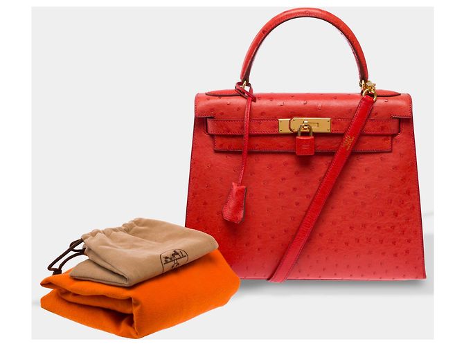 Hermès HERMES Kelly 28 Exotic Leather Bag Red - 103691 - view 2