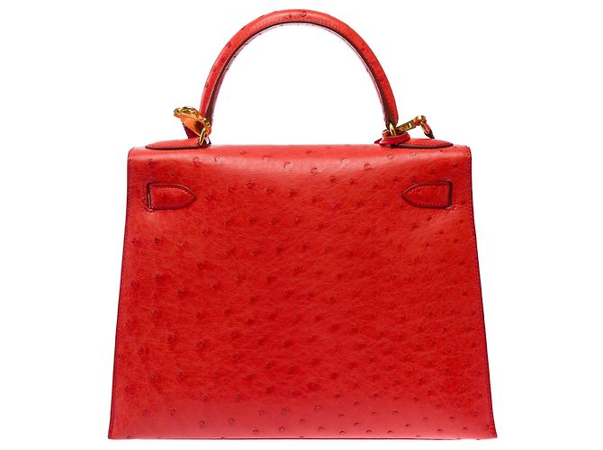 Hermès HERMES Kelly 28 Exotic Leather Bag Red - 103691 - view 4