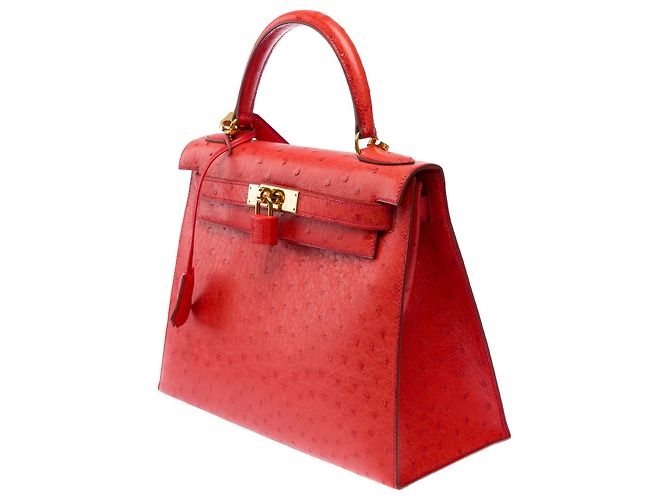 Hermès HERMES Kelly 28 Exotic Leather Bag Red - 103691 - view 5