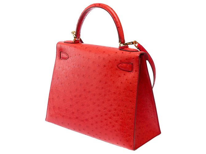 Hermès HERMES Kelly 28 Exotic Leather Bag Red - 103691 - view 6