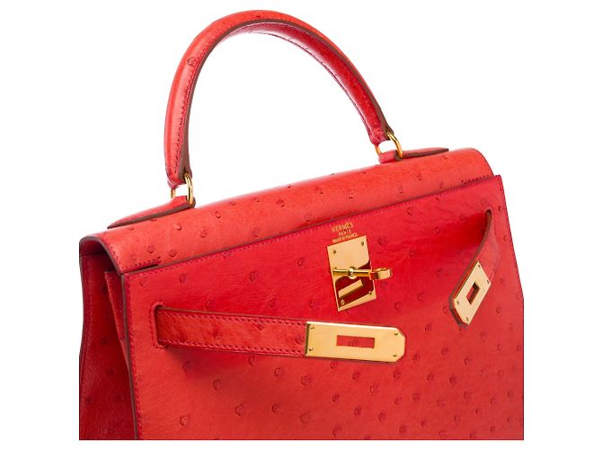 Hermès HERMES Kelly 28 Exotic Leather Bag Red - 103691 - view 7