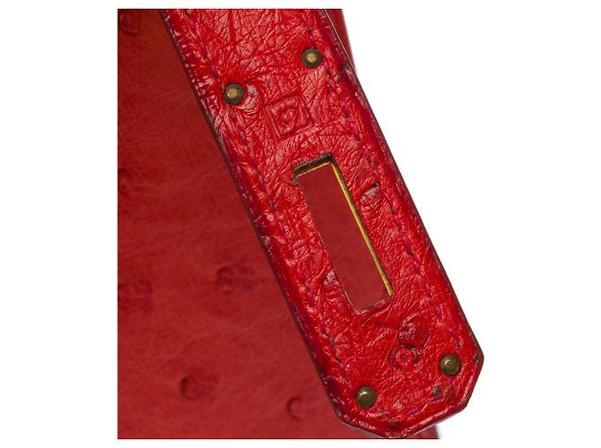 Hermès HERMES Kelly 28 Exotic Leather Bag Red - 103691 - view 8