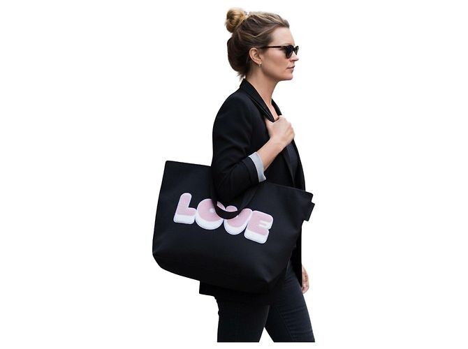 Sandro "LOVE" Tote Bag - Schwarz Pink Weiß - Ansicht 2