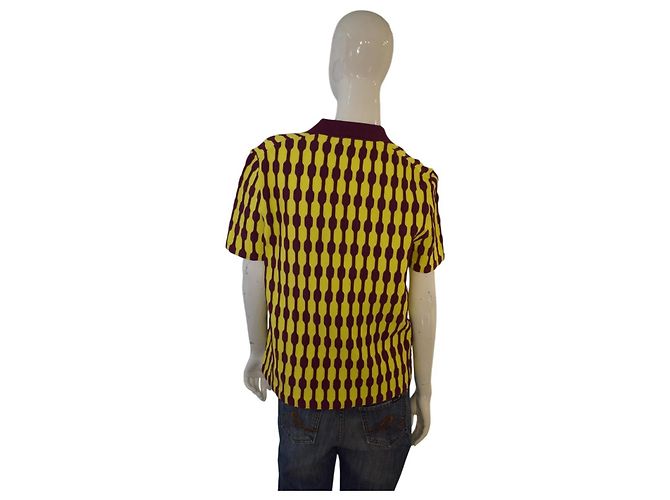 Tory Burch Polo a maniche corte in maglia jacquard geometrica - Giallo/Bordeaux - vista 4
