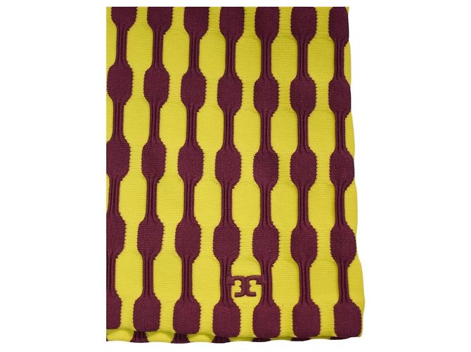 Tory Burch Polo a maniche corte in maglia jacquard geometrica - Giallo/Bordeaux - vista 6
