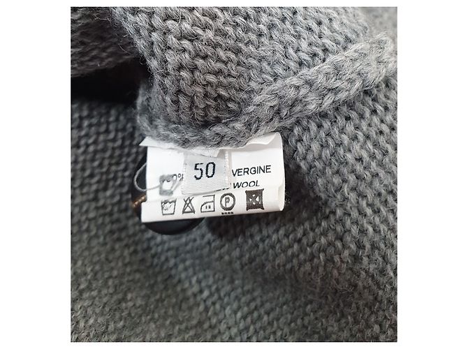 Roberto Collina graue Wollstrickjacke mit Streifen Weiß - Ansicht 5