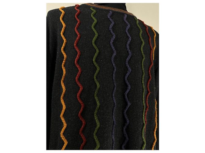 Autre Marque Carlo Colucci Herren Strickpullover mehrfarbig Zickzack - XXL Mehrfarben Anthrazitgrau - Ansicht 2