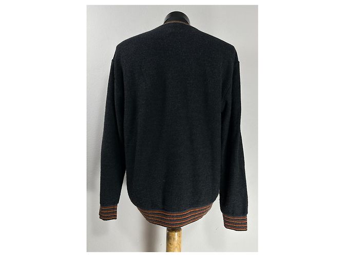 Autre Marque Carlo Colucci Herren Strickpullover mehrfarbig Zickzack - XXL Mehrfarben Anthrazitgrau - Ansicht 4