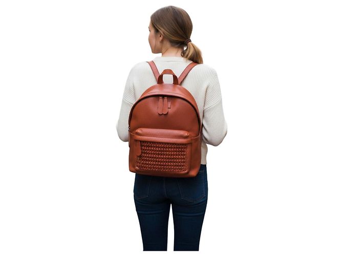 Autre Marque Brauner Lederrucksack Orange - Ansicht 2