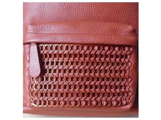 Autre Marque Brauner Lederrucksack Orange - Ansicht 4