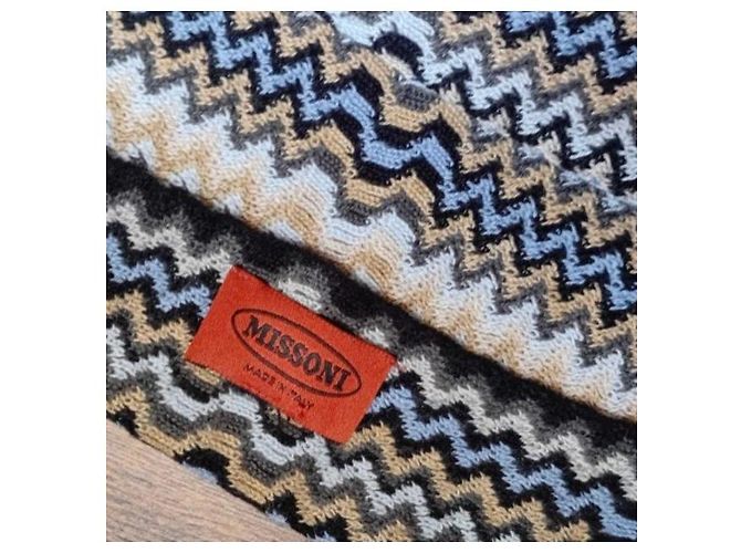 Sciarpa Missoni Zig Zag in lana Marrone Nero Blu Grigio Blu chiaro - vista 3