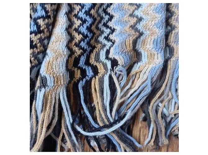 Sciarpa Missoni Zig Zag in lana Marrone Nero Blu Grigio Blu chiaro - vista 4
