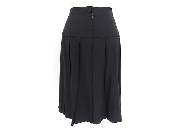 Saia de seda plissada Chanel Preto - vista 2