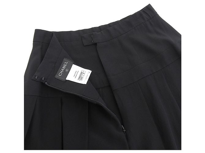 Saia de seda plissada Chanel Preto - vista 4