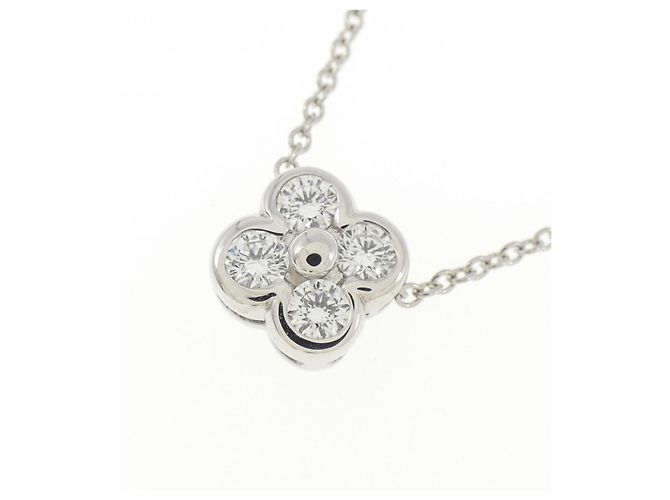 Tiffany & Co Collana Tiffany 950 Platino 4 Diamanti con Castone Argento - vista 3