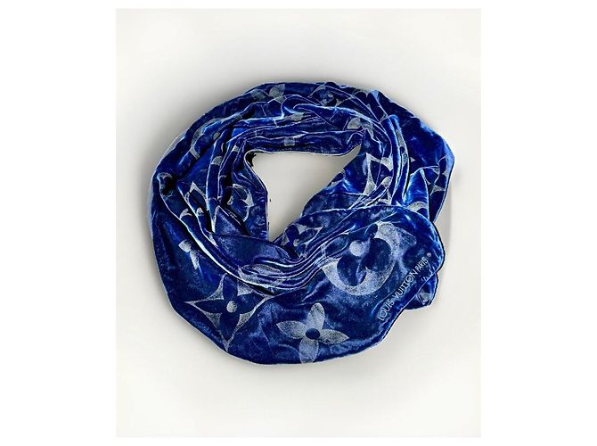 Louis Vuitton Monogram Schal aus Samt - Blau - Ansicht 2